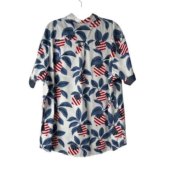 Free Planet Men’s Shirt Size 3X American Flag Stars Stripes Button Down Cotton - Picture 5 of 12